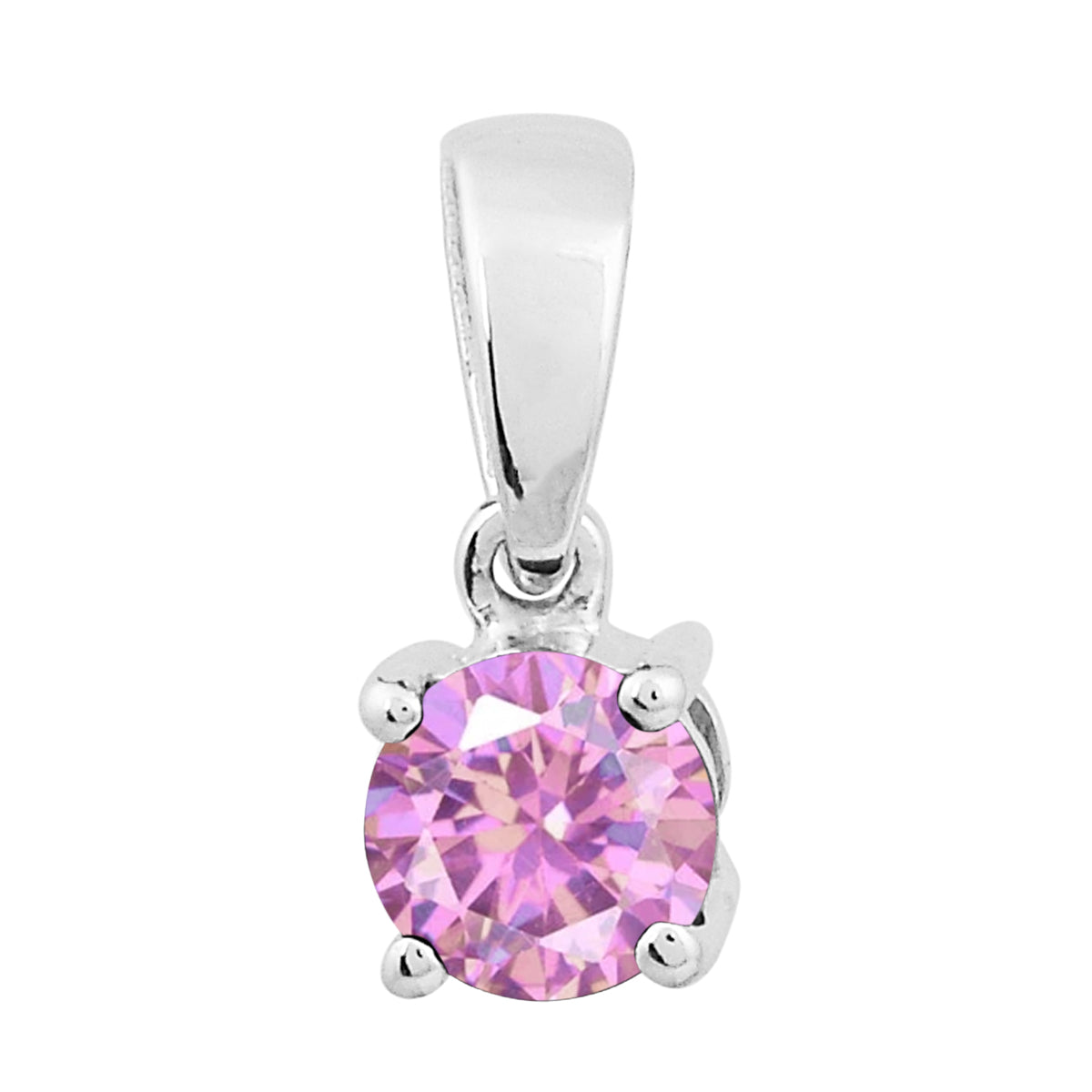 Multi Stone 5MM Round Solitaire Pendant - Sterling Silver