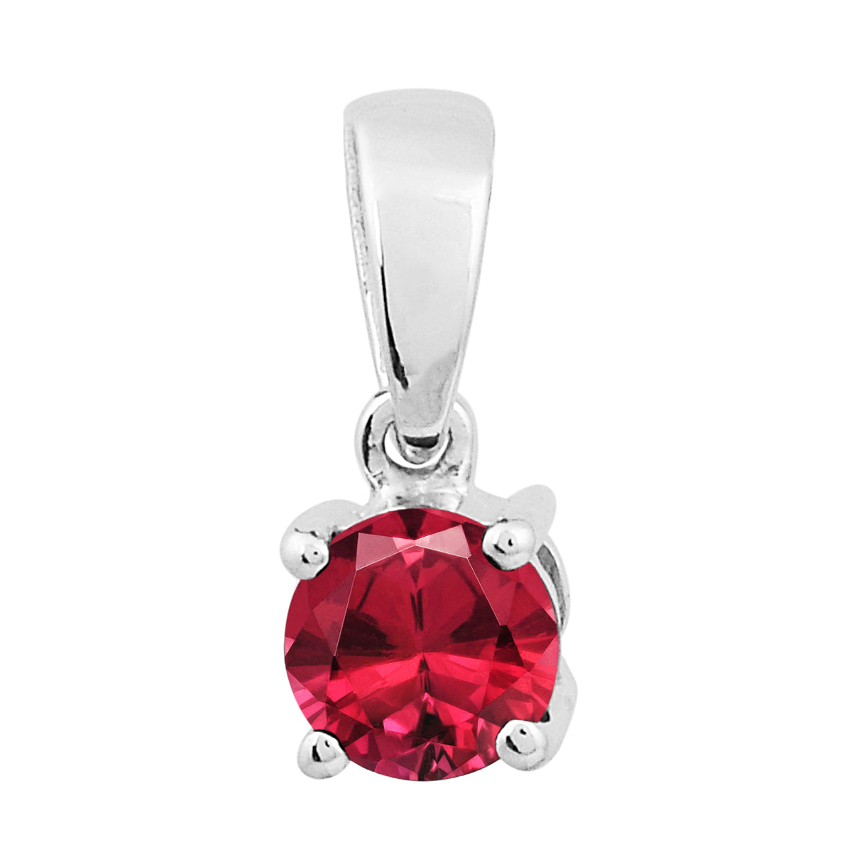 Multi Stone 5MM Round Solitaire Pendant - Sterling Silver