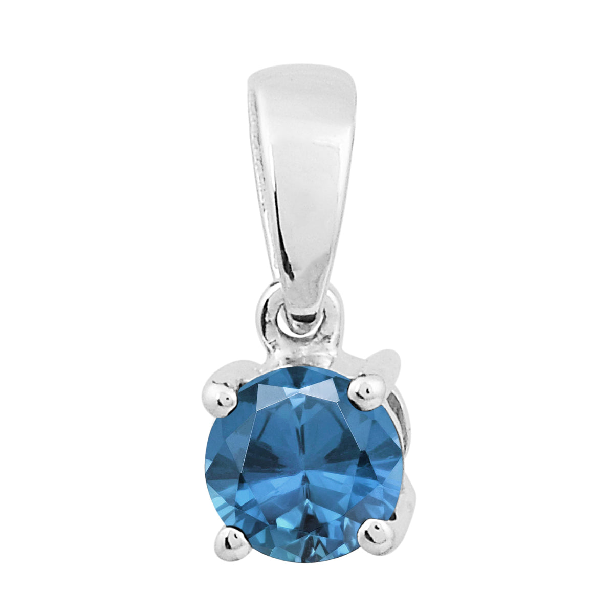 Multi Stone 5MM Round Solitaire Pendant - Sterling Silver