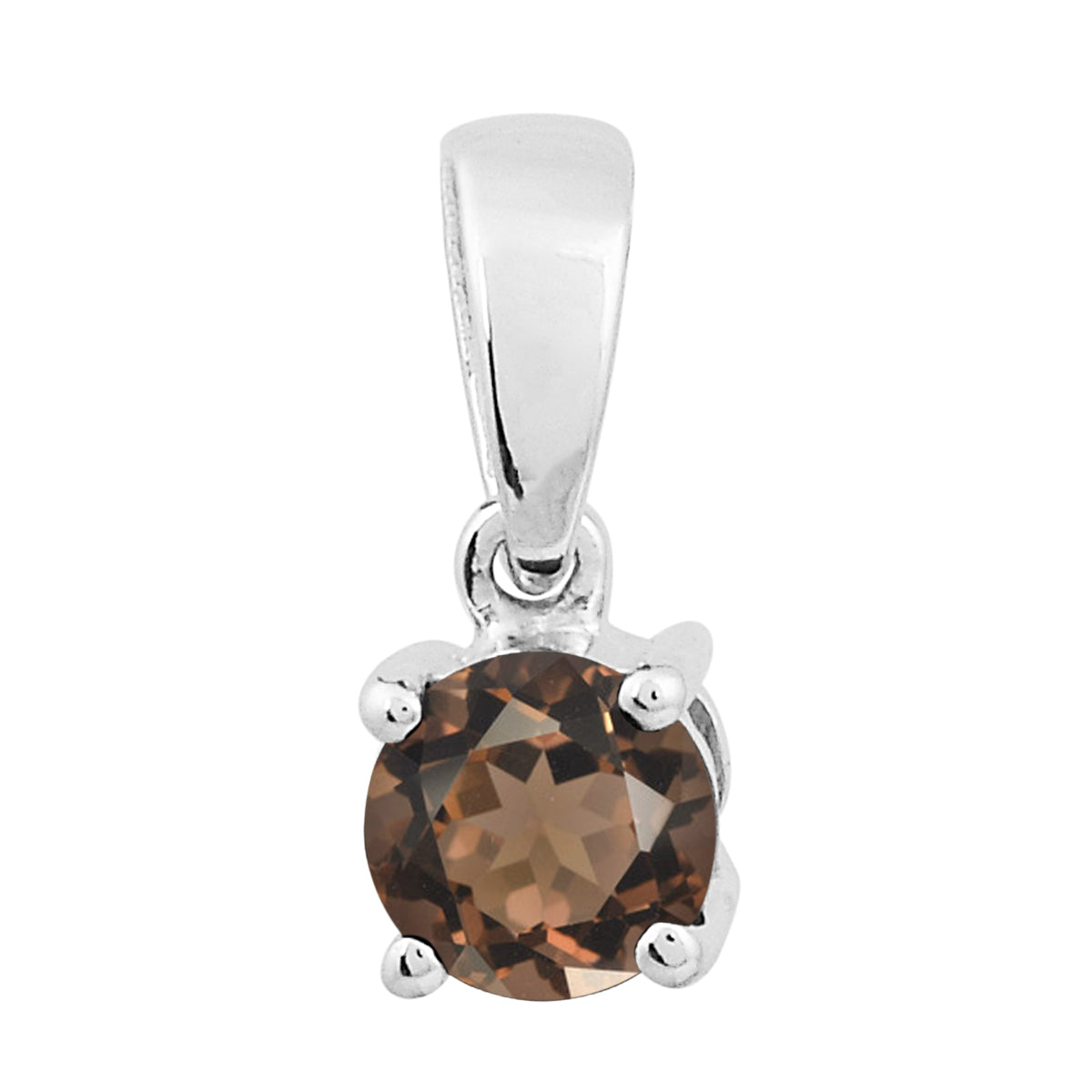 Multi Stone 5MM Round Solitaire Pendant - Sterling Silver