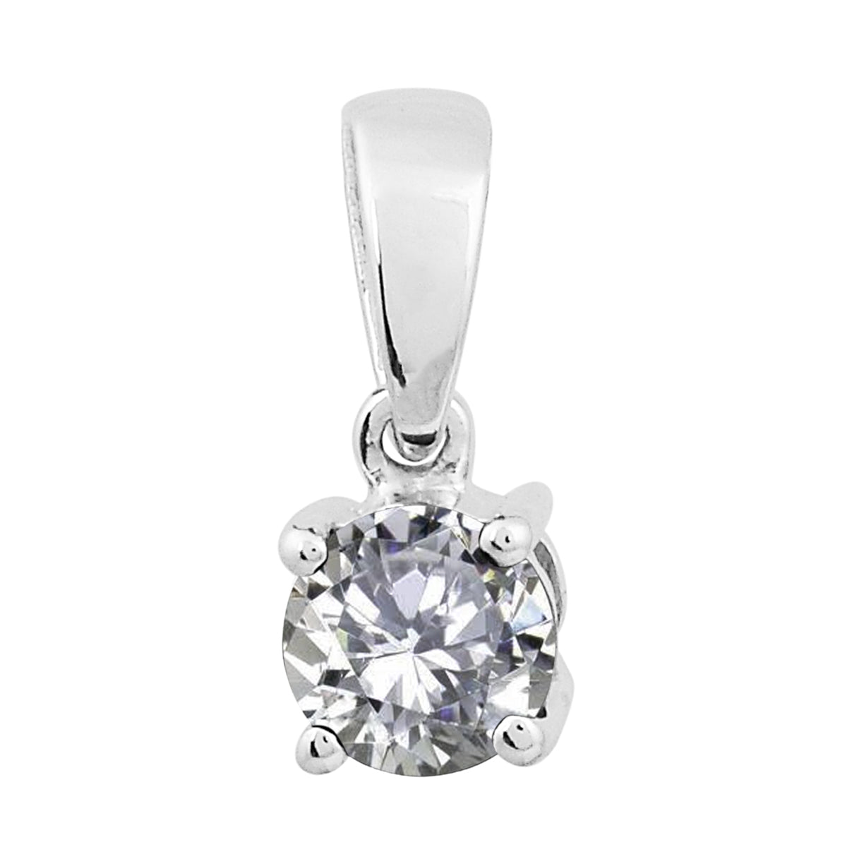 Multi Stone 5MM Round Solitaire Pendant - Sterling Silver