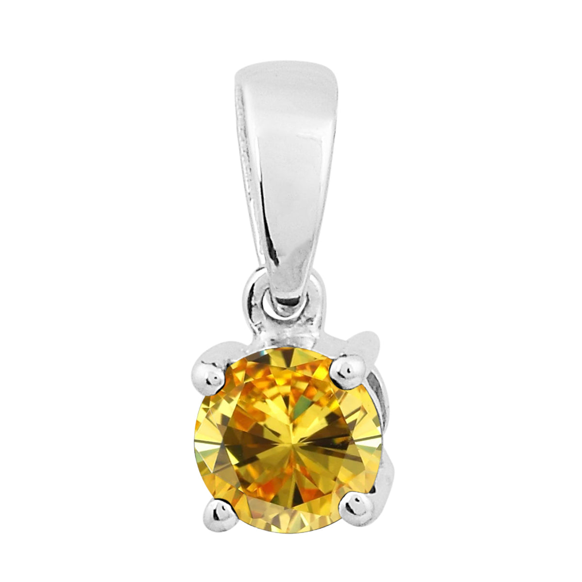 Multi Stone 5MM Round Solitaire Pendant - Sterling Silver