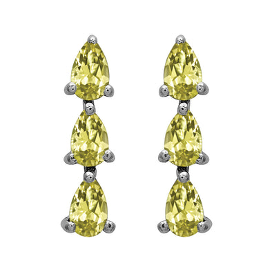 Pear Shape Multi Choice Gemstone Three Stone 925 Sterling Silver Earring