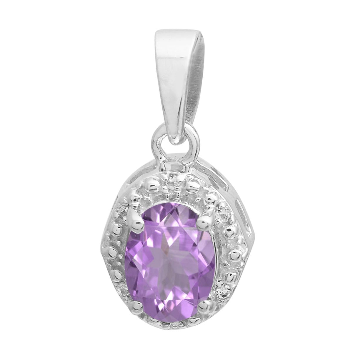 Multi Stone Oval Solitaire Pendant - Sterling Silver