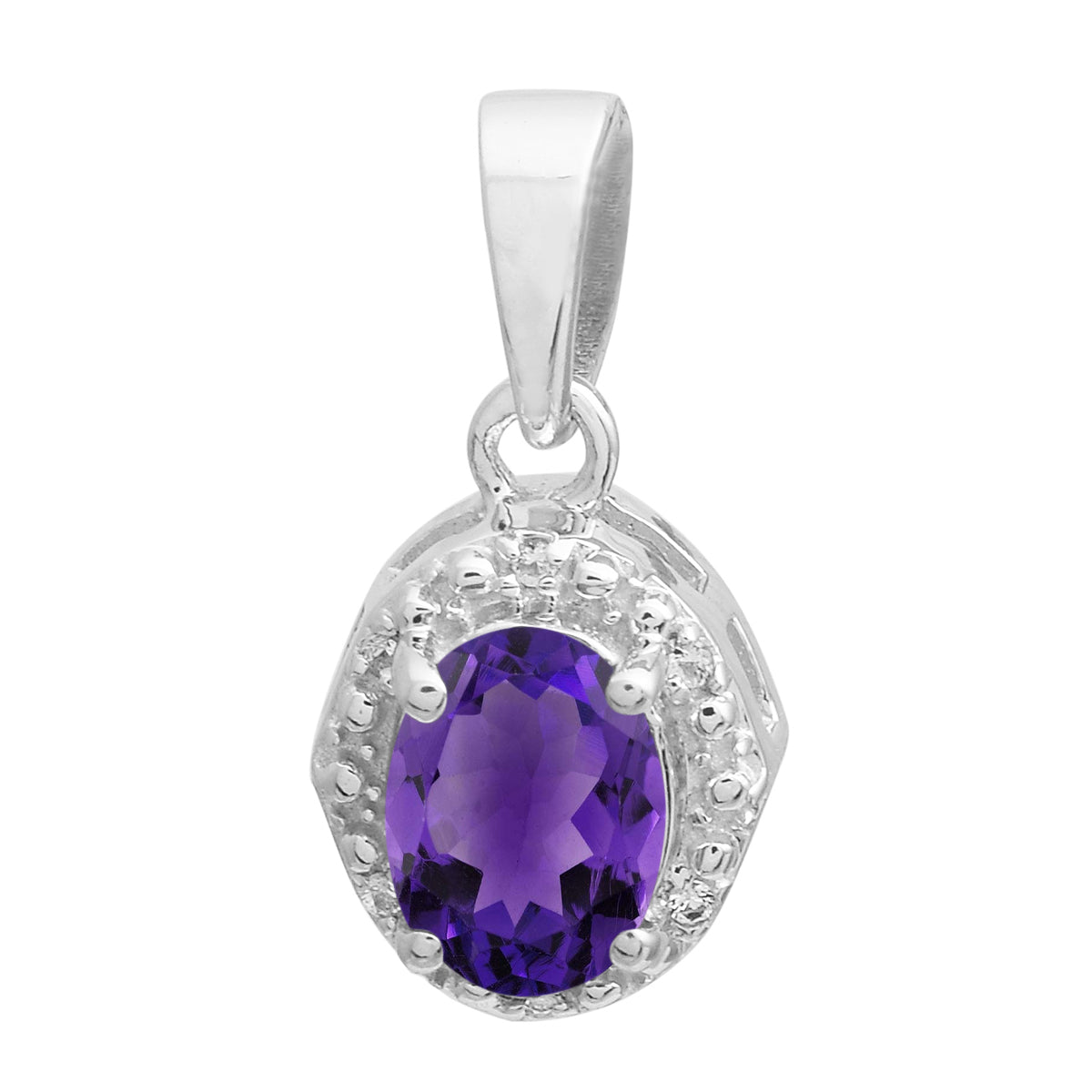 Multi Stone Oval Solitaire Pendant - Sterling Silver