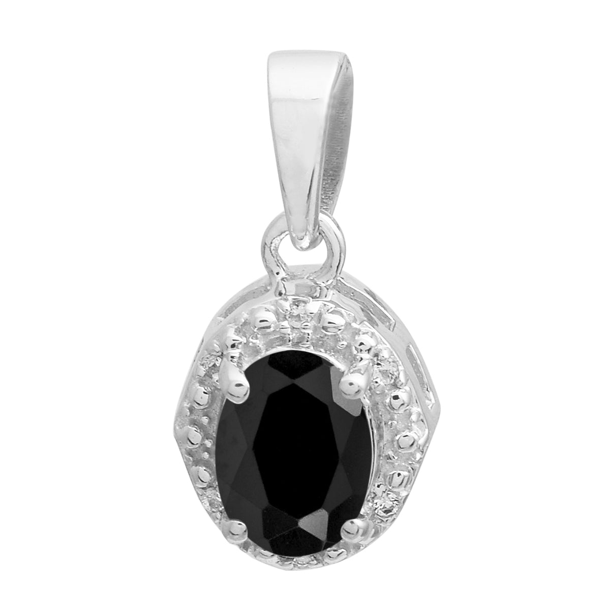Multi Stone Oval Solitaire Pendant - Sterling Silver