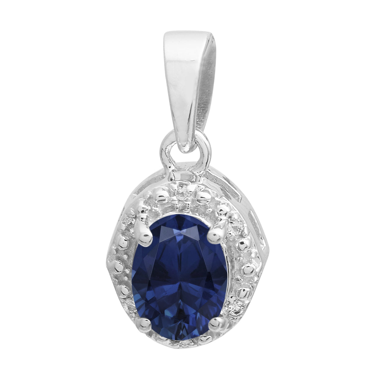 Multi Stone Oval Solitaire Pendant - Sterling Silver