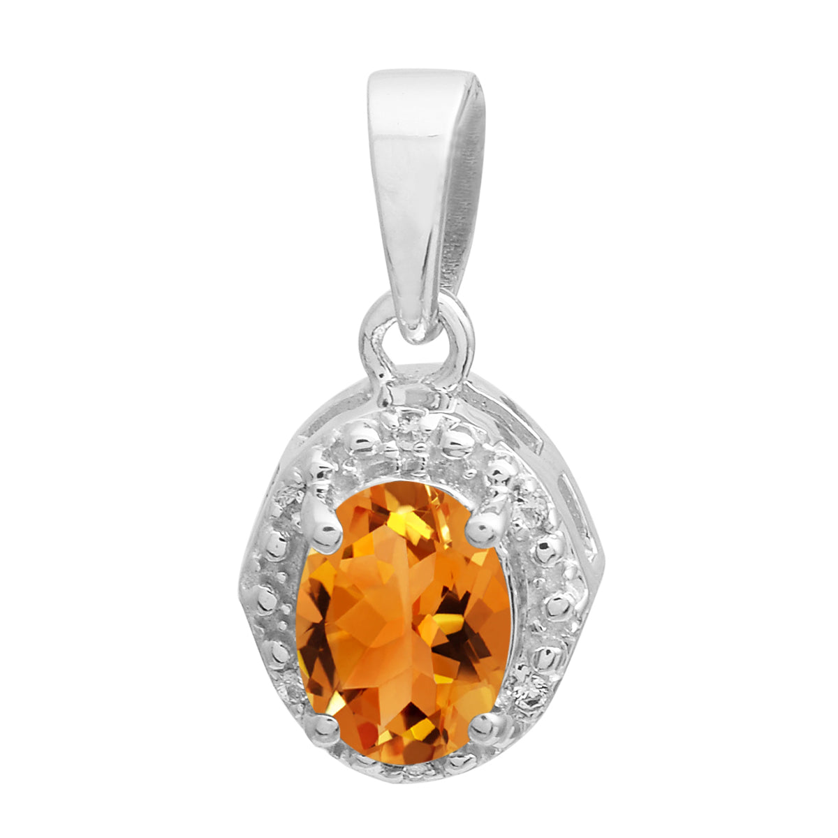 Multi Stone Oval Solitaire Pendant - Sterling Silver