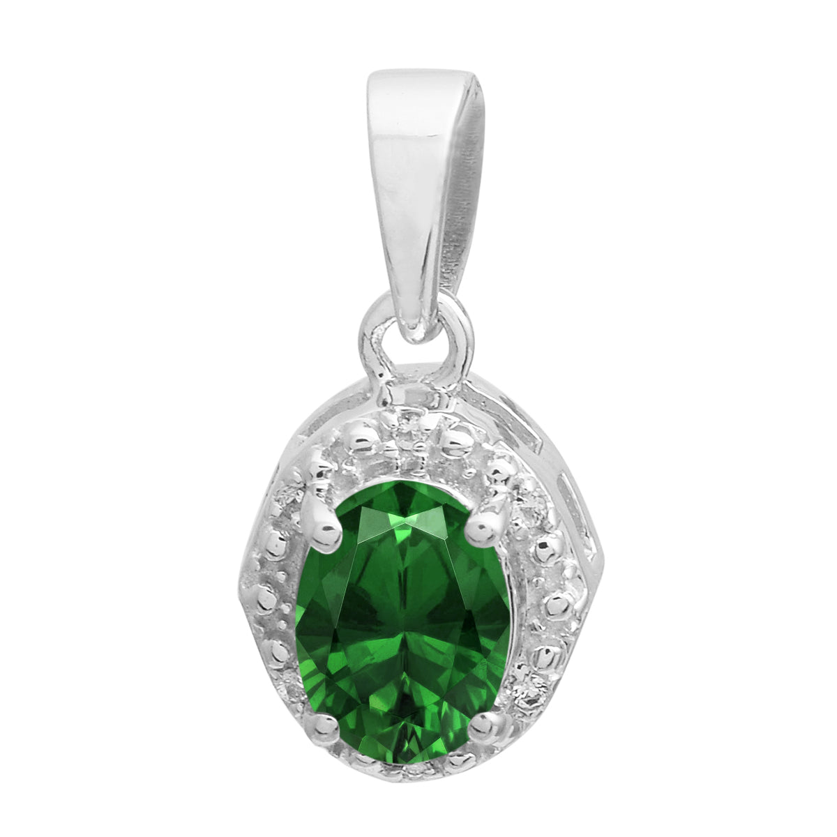 Multi Stone Oval Solitaire Pendant - Sterling Silver