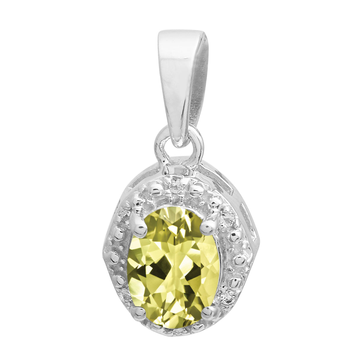 Multi Stone Oval Solitaire Pendant - Sterling Silver