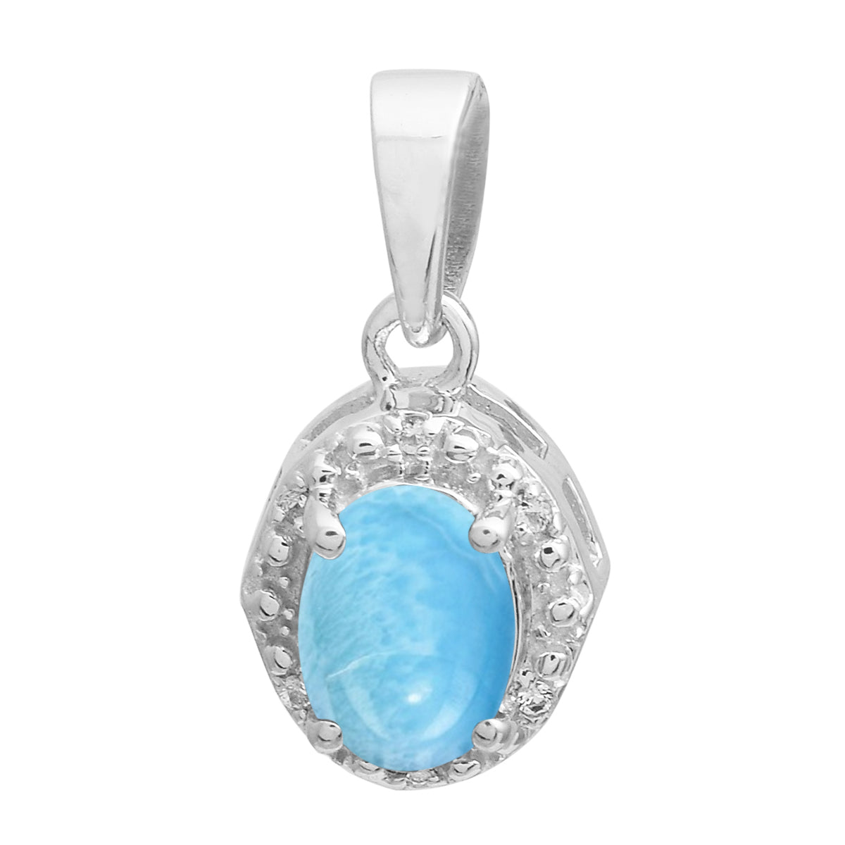 Multi Stone Oval Solitaire Pendant - Sterling Silver