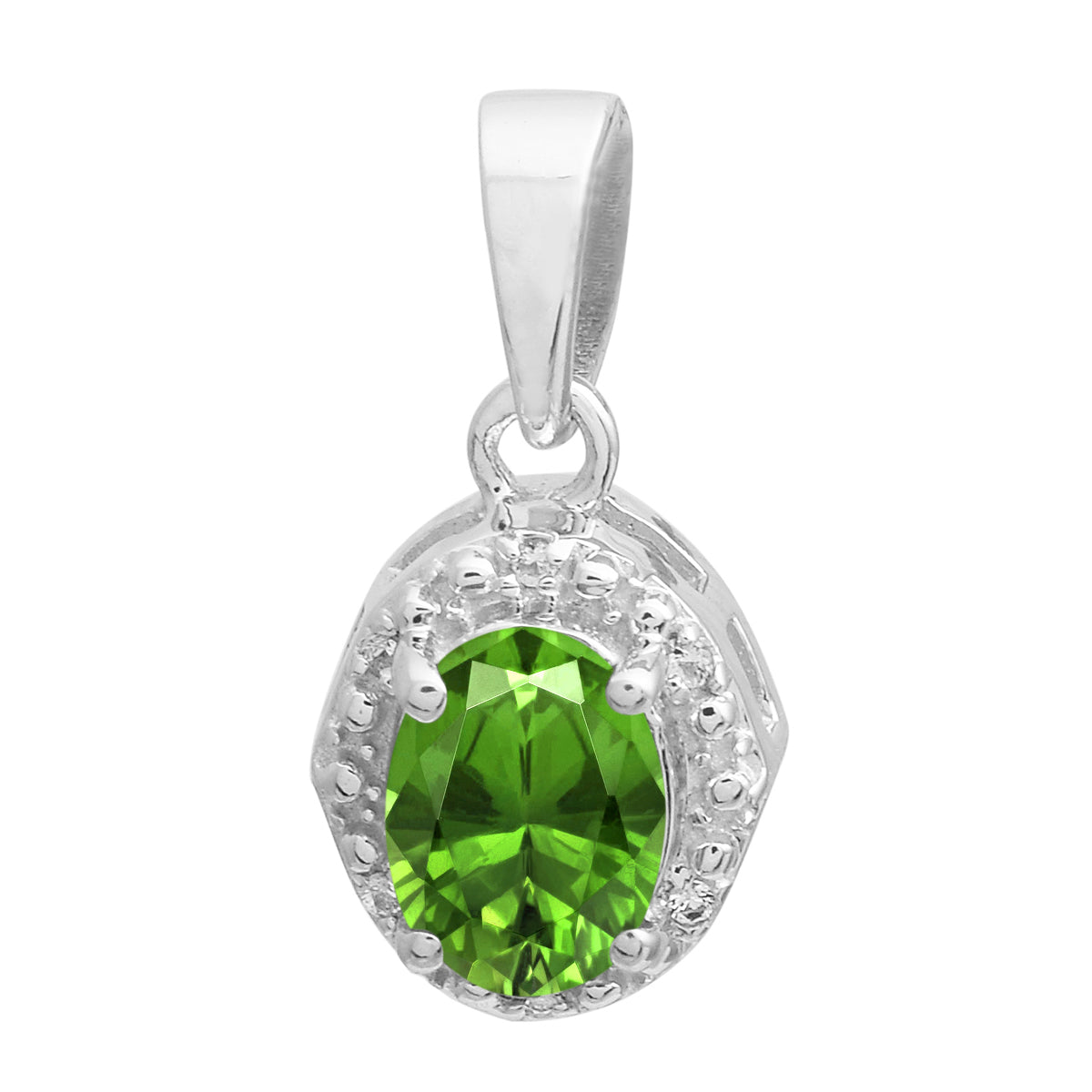 Multi Stone Oval Solitaire Pendant - Sterling Silver