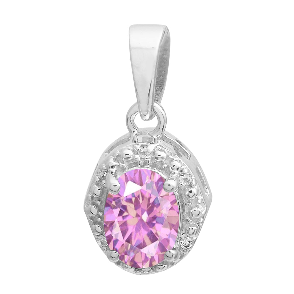 Multi Stone Oval Solitaire Pendant - Sterling Silver