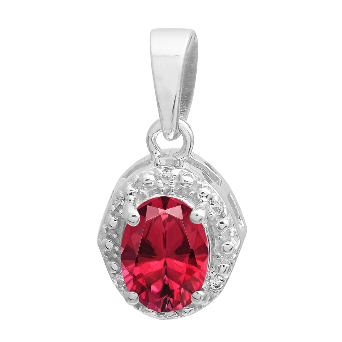 Multi Stone Oval Solitaire Pendant - Sterling Silver