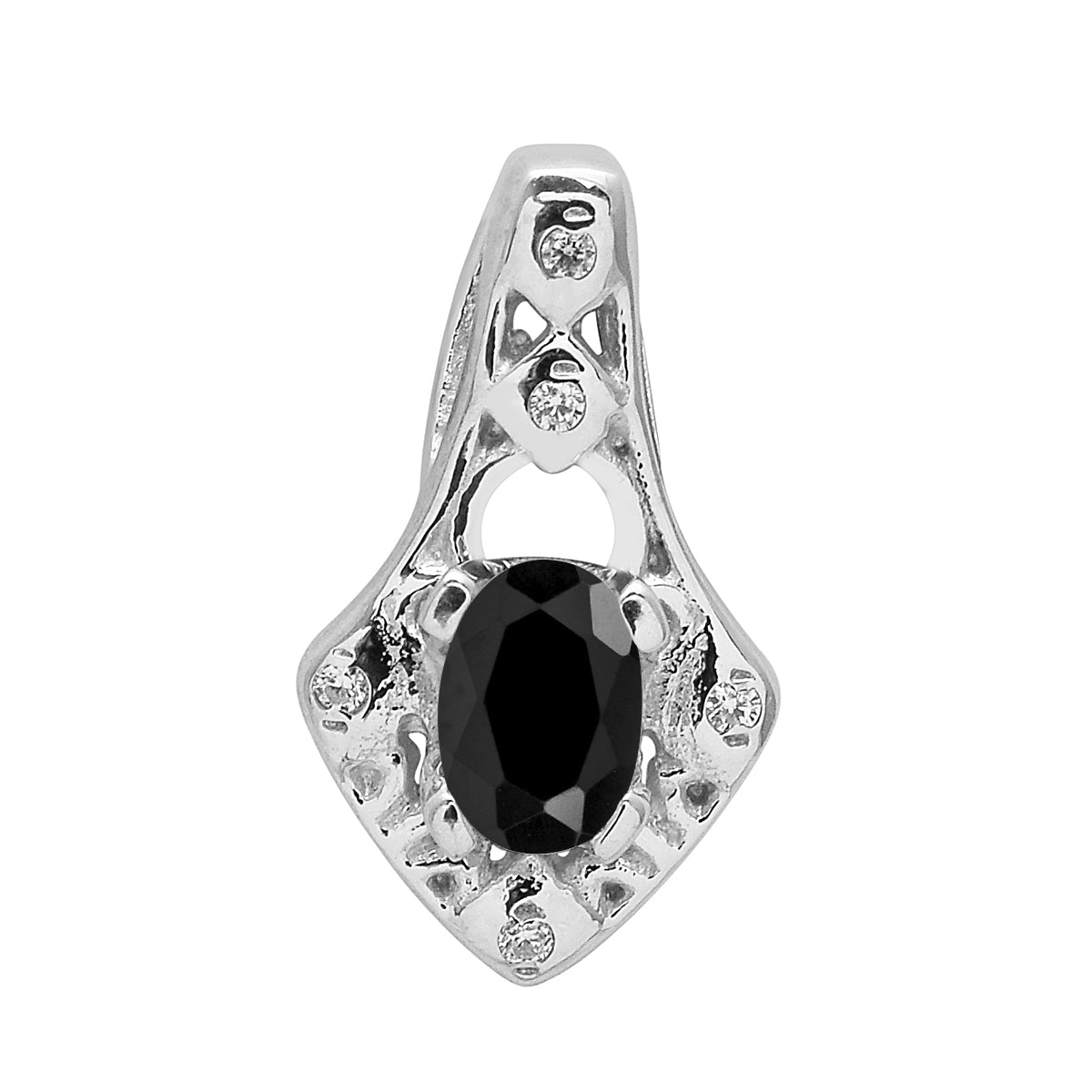 Multi Stone Oval Soliatire Pendant - Sterling Silver