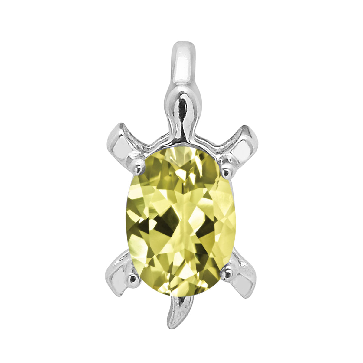 Multi Stone Turtle Pendant - Sterling Silver