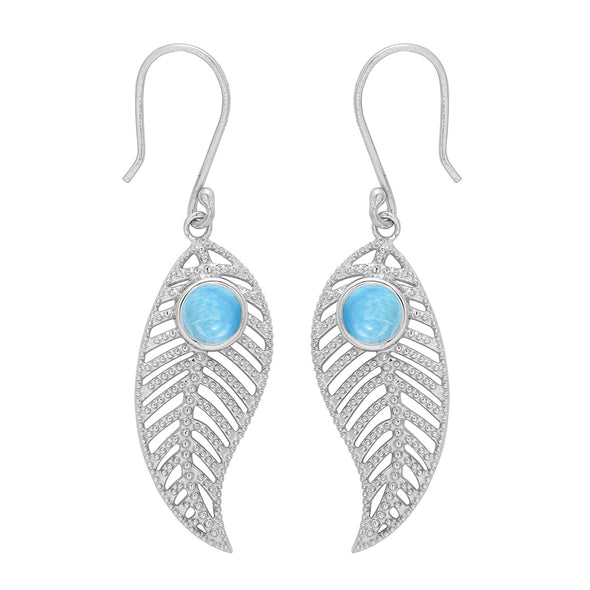 Feather Design Round Shape Multi Choice Gemstone 925 Sterling Silver Earring