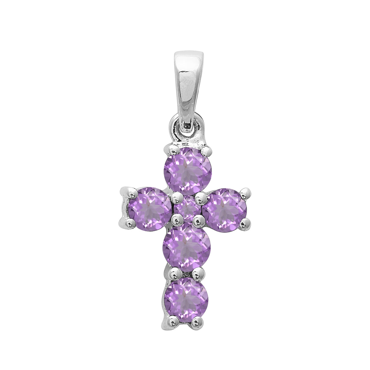 Multi Stone Religious Cross Pendant -Sterling Silver