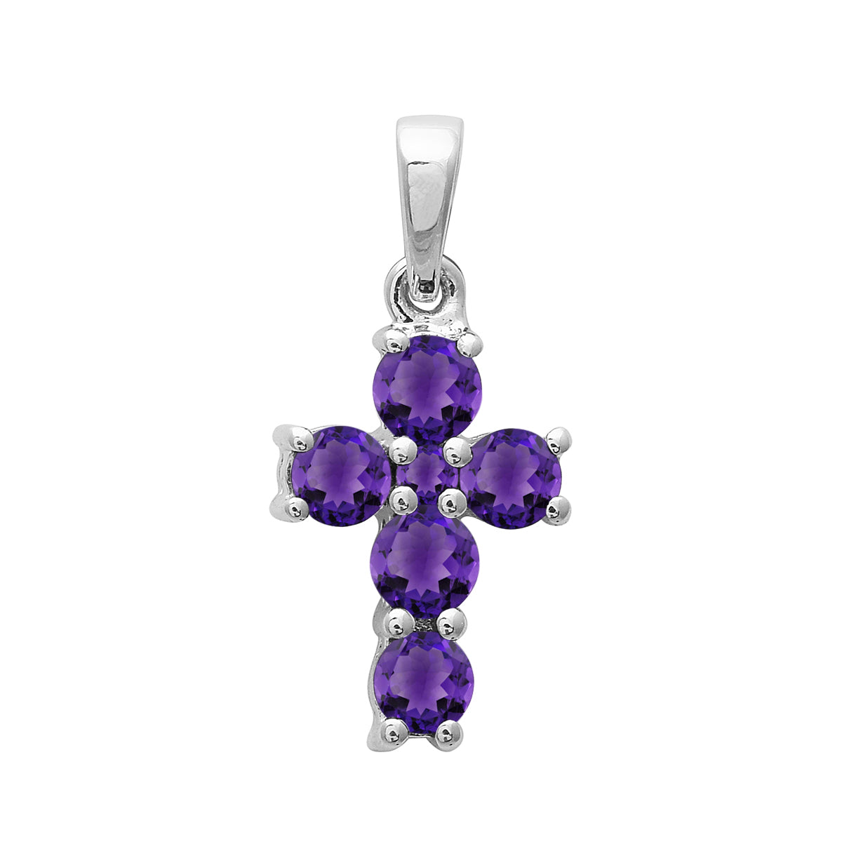 Multi Stone Religious Cross Pendant -Sterling Silver