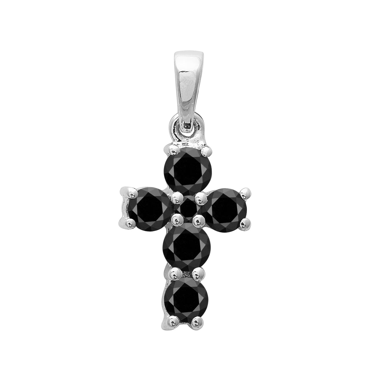 Multi Stone Religious Cross Pendant -Sterling Silver