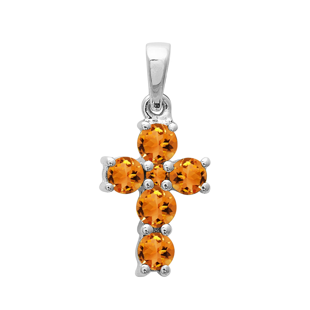 Multi Stone Religious Cross Pendant -Sterling Silver