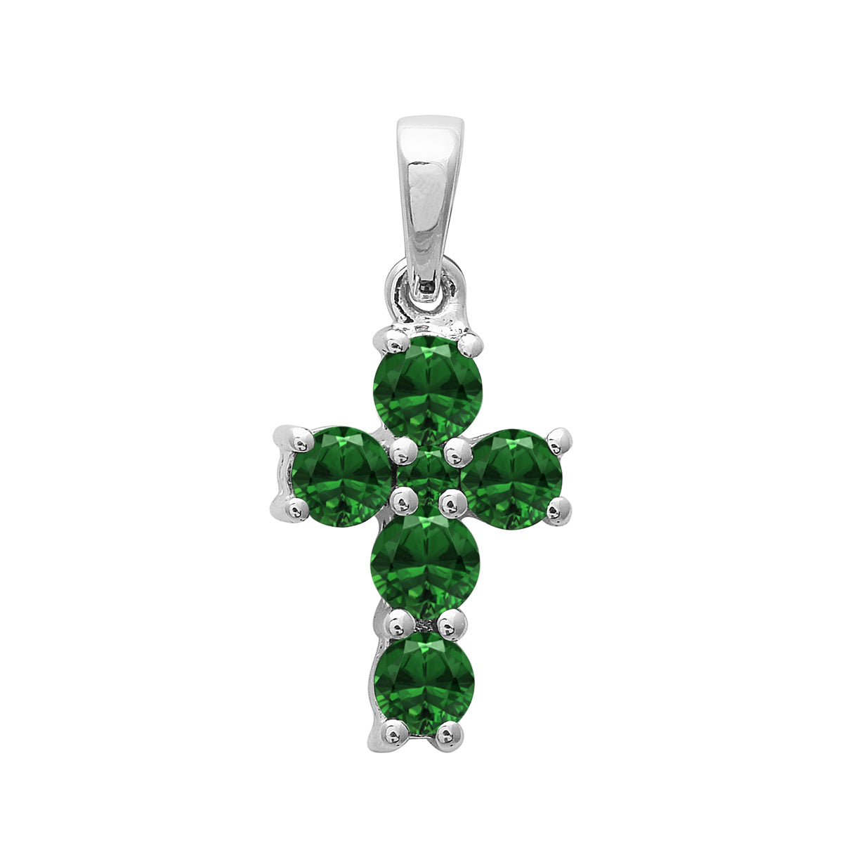 Multi Stone Religious Cross Pendant -Sterling Silver