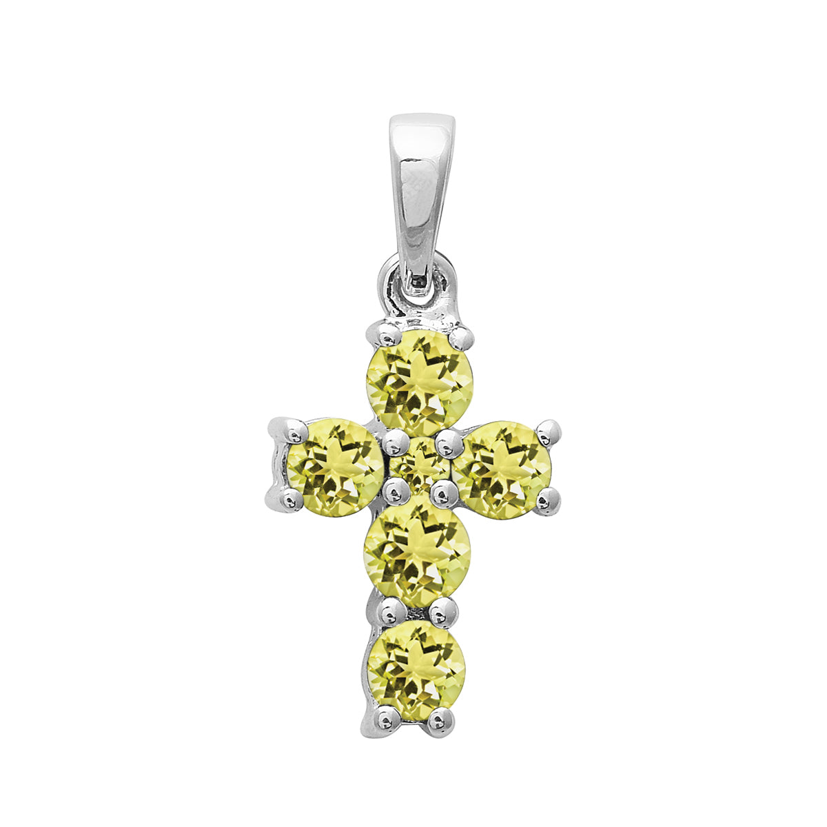 Multi Stone Religious Cross Pendant -Sterling Silver