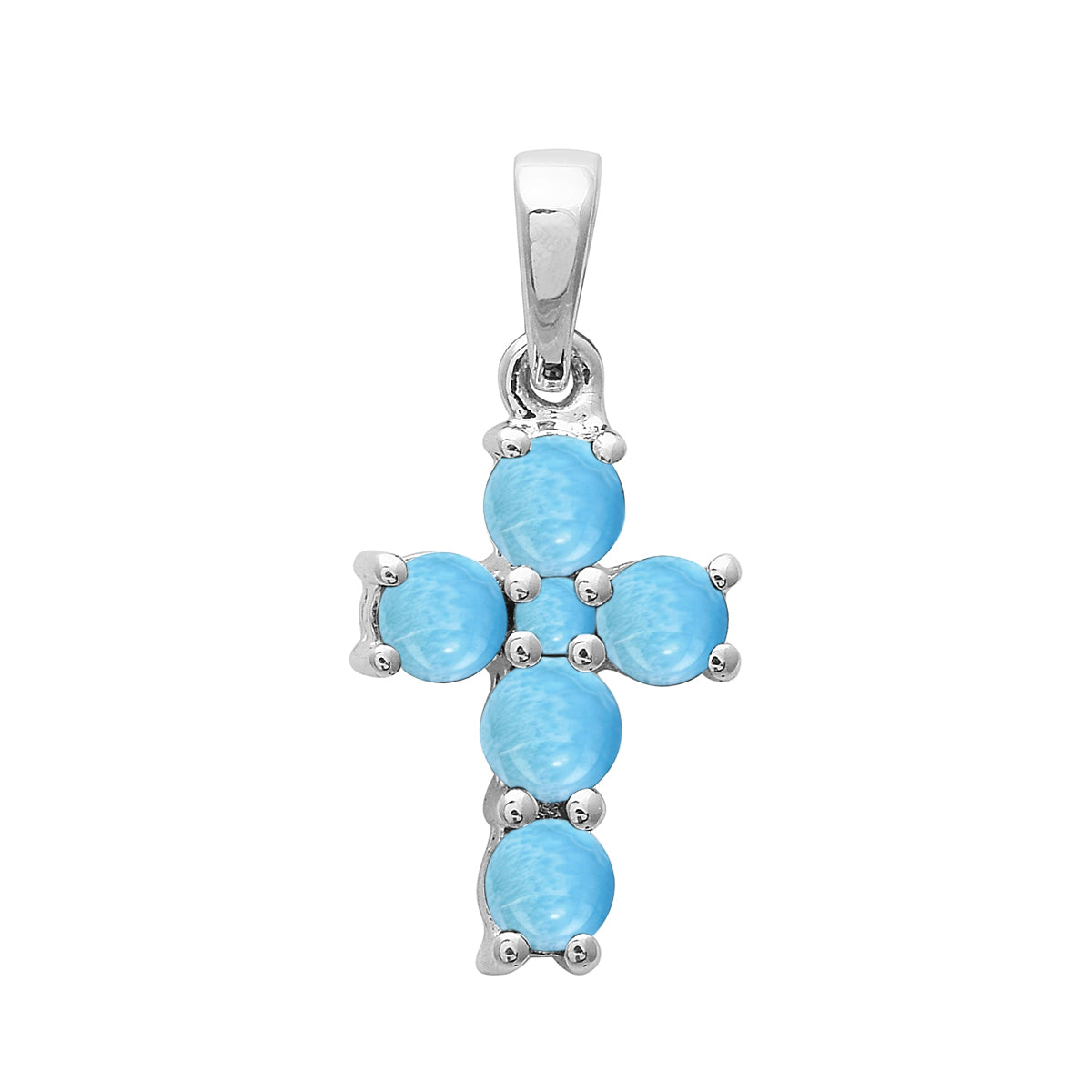 Multi Stone Religious Cross Pendant -Sterling Silver