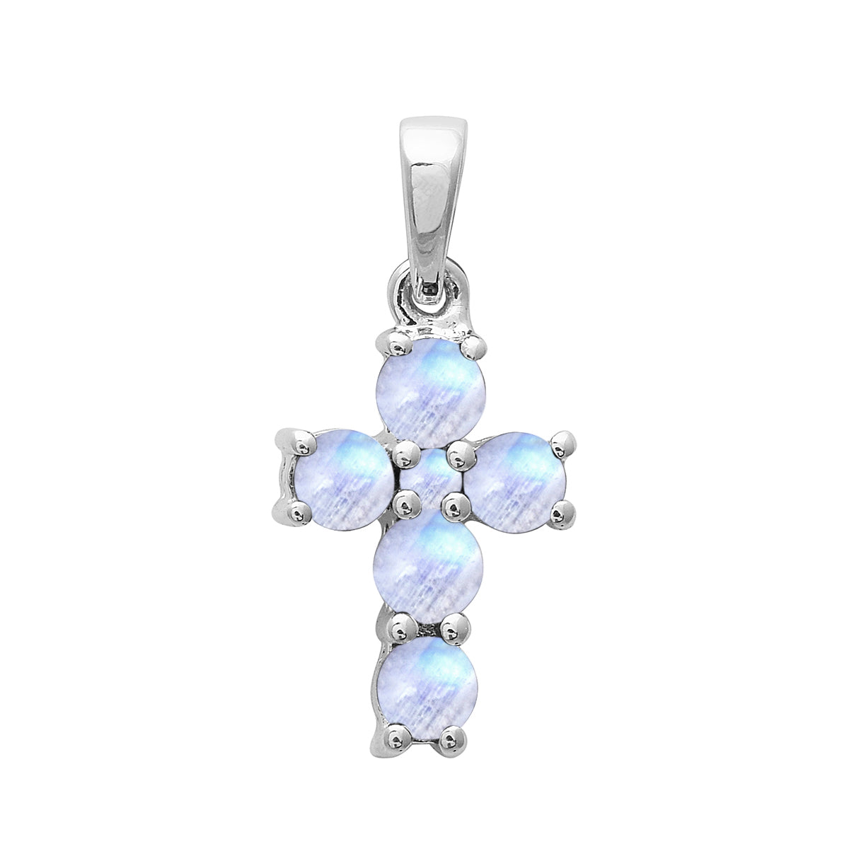 Multi Stone Religious Cross Pendant -Sterling Silver