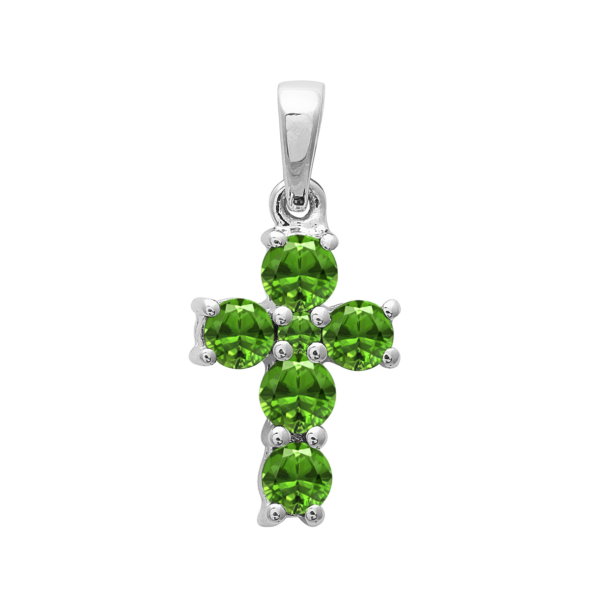 Multi Stone Religious Cross Pendant -Sterling Silver