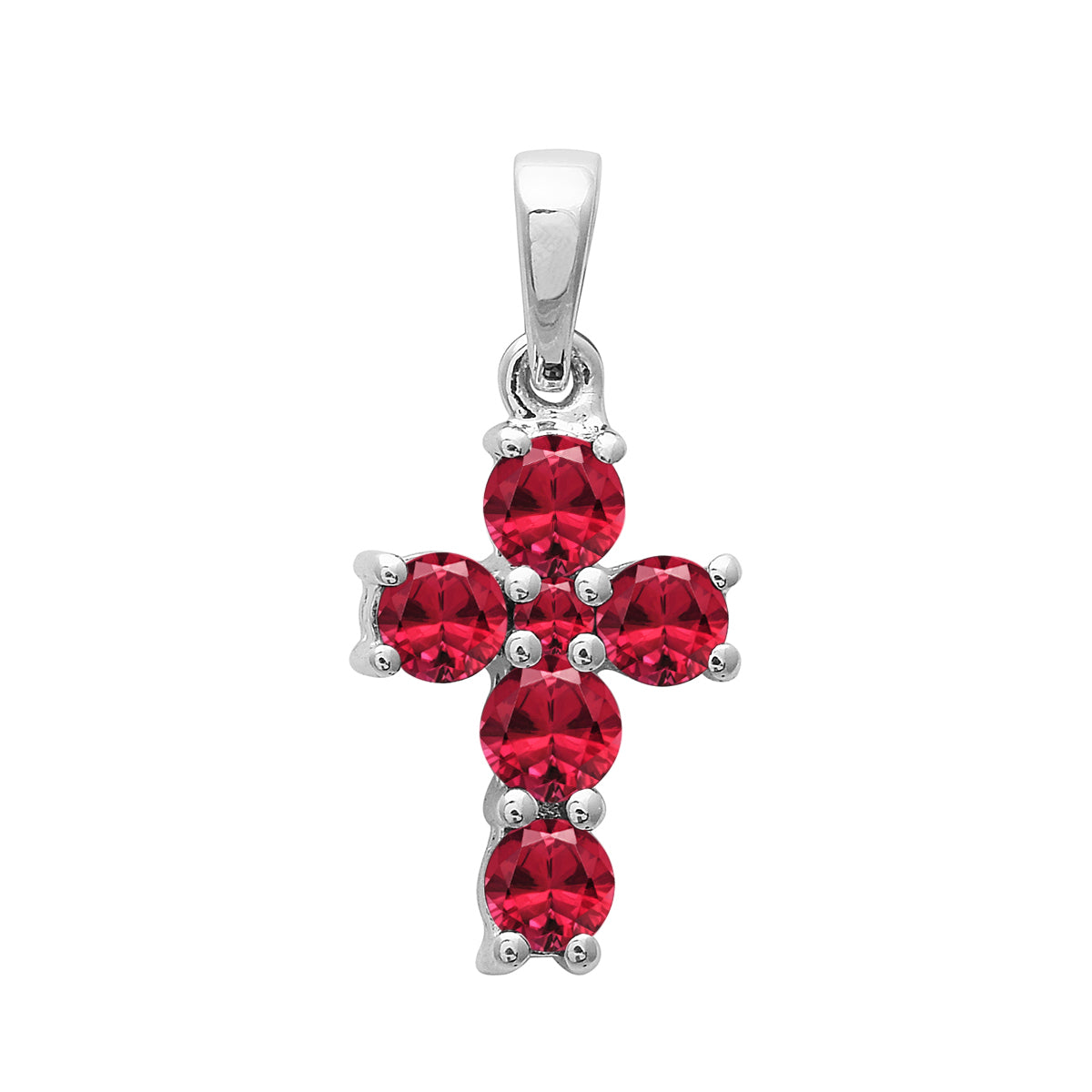 Multi Stone Religious Cross Pendant -Sterling Silver