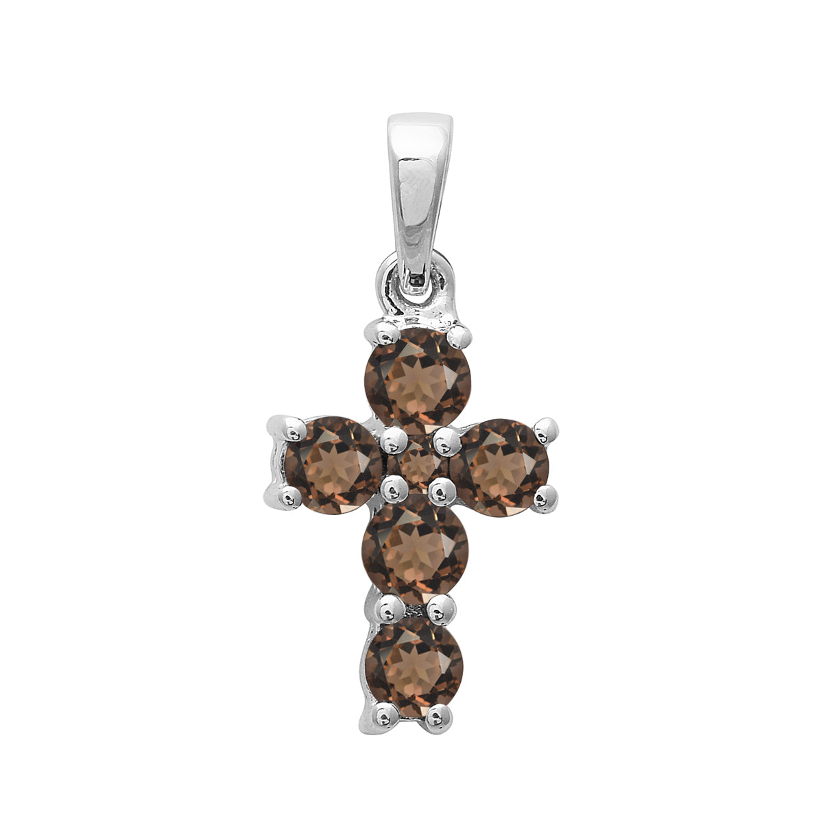 Multi Stone Religious Cross Pendant -Sterling Silver