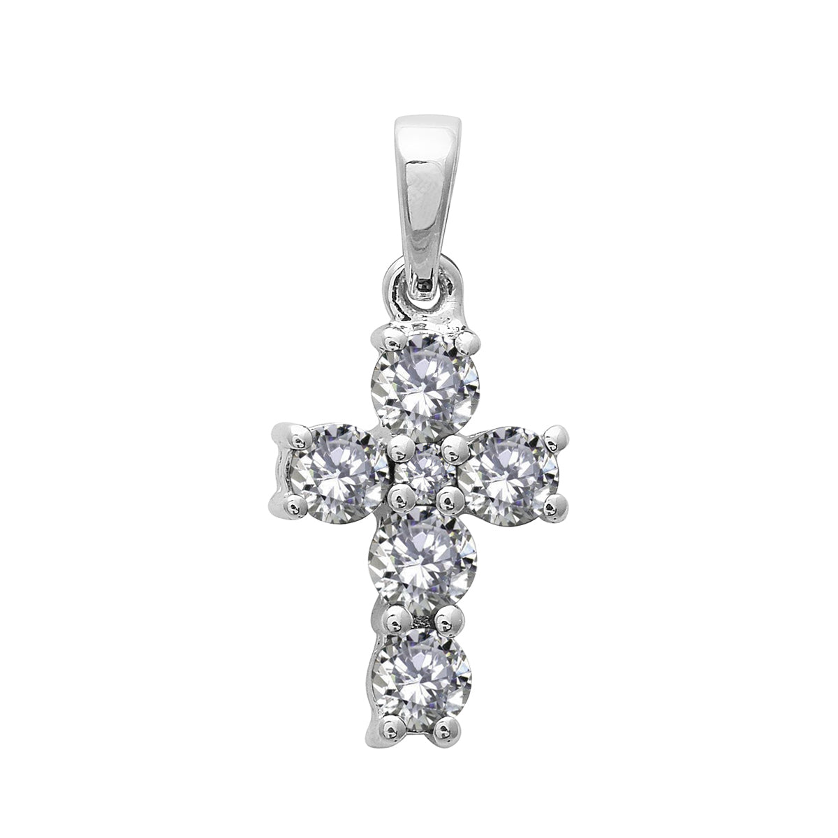Multi Stone Religious Cross Pendant -Sterling Silver
