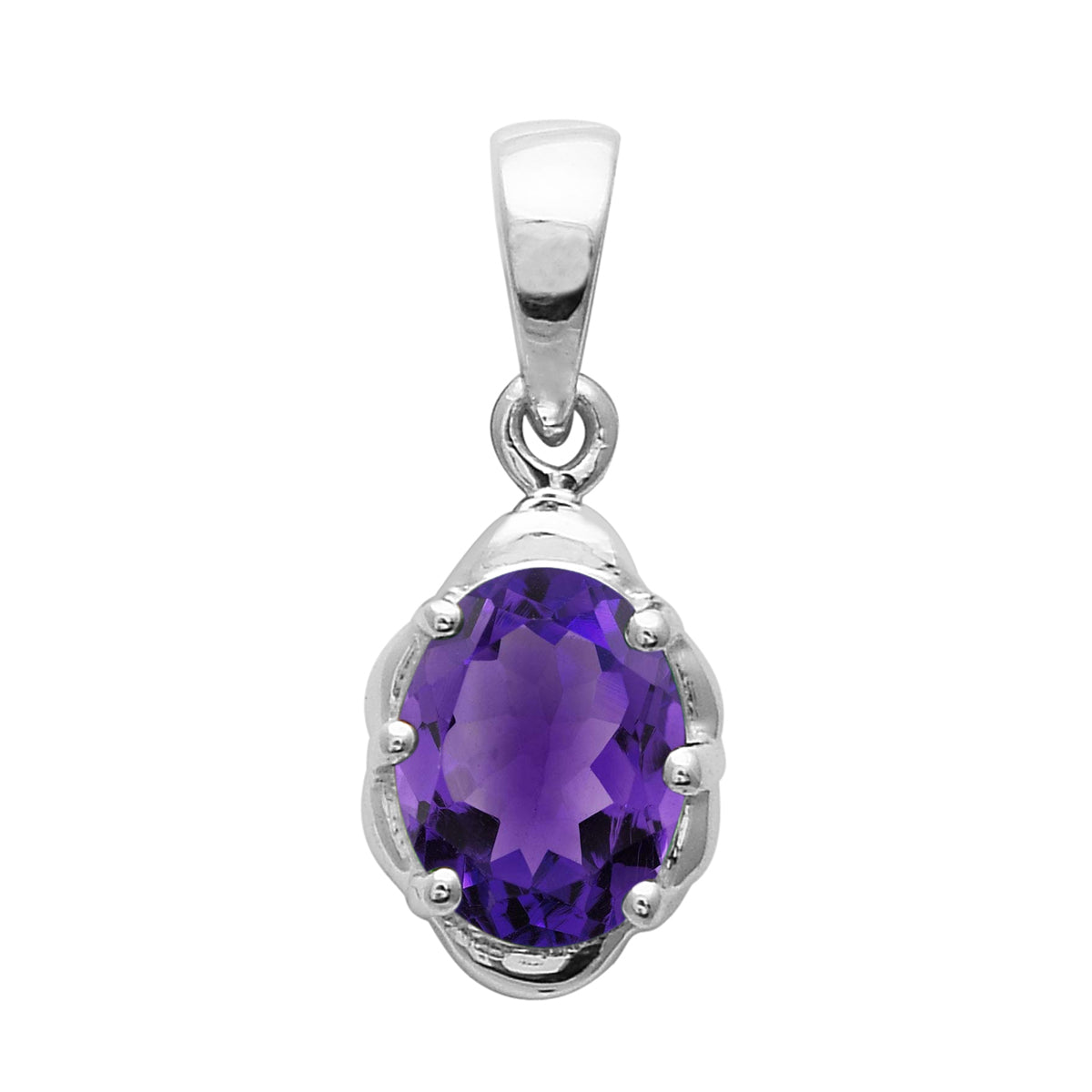 Multi Stone Oval Solitaire Pendant – Sterling Silver
