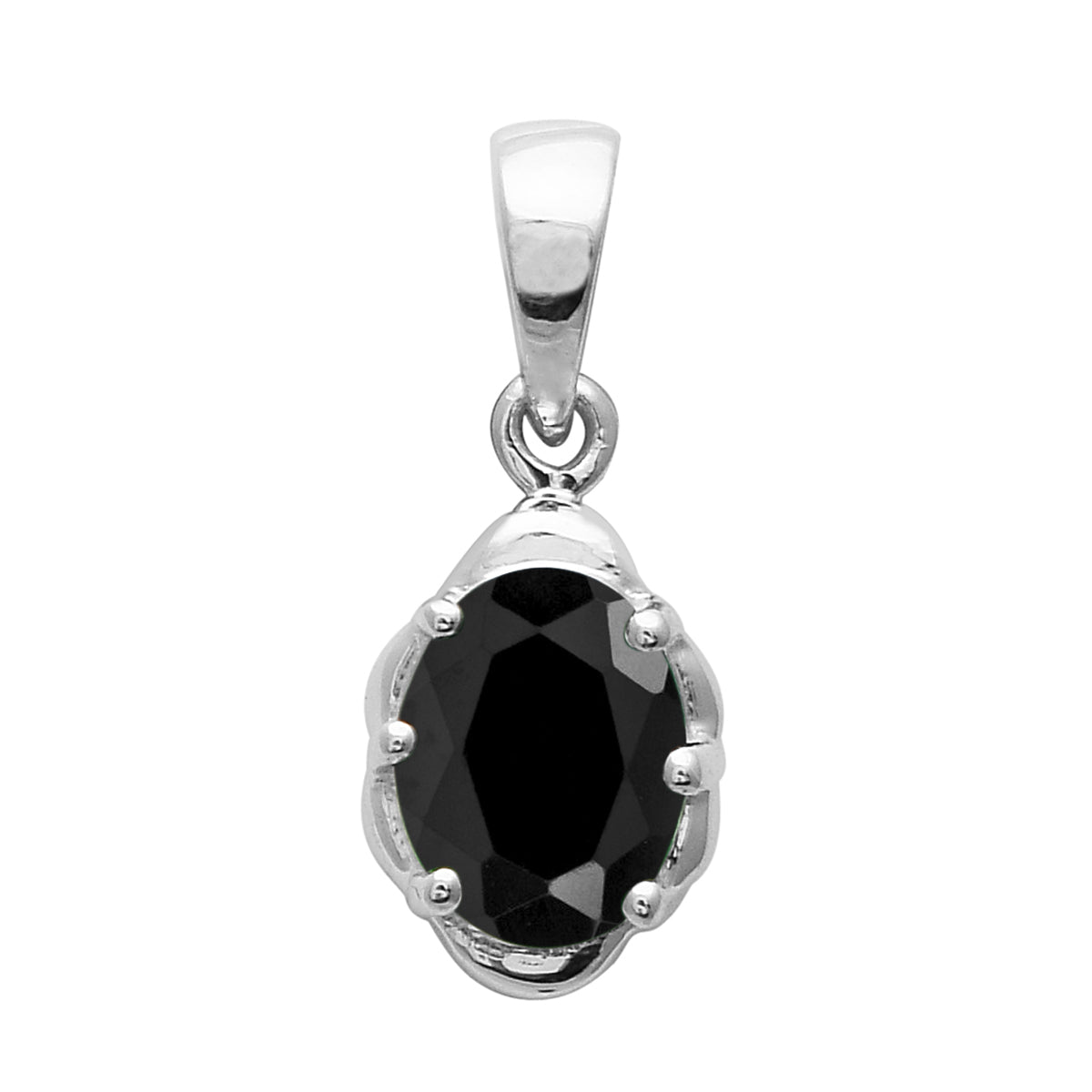 Multi Stone Oval Solitaire Pendant – Sterling Silver