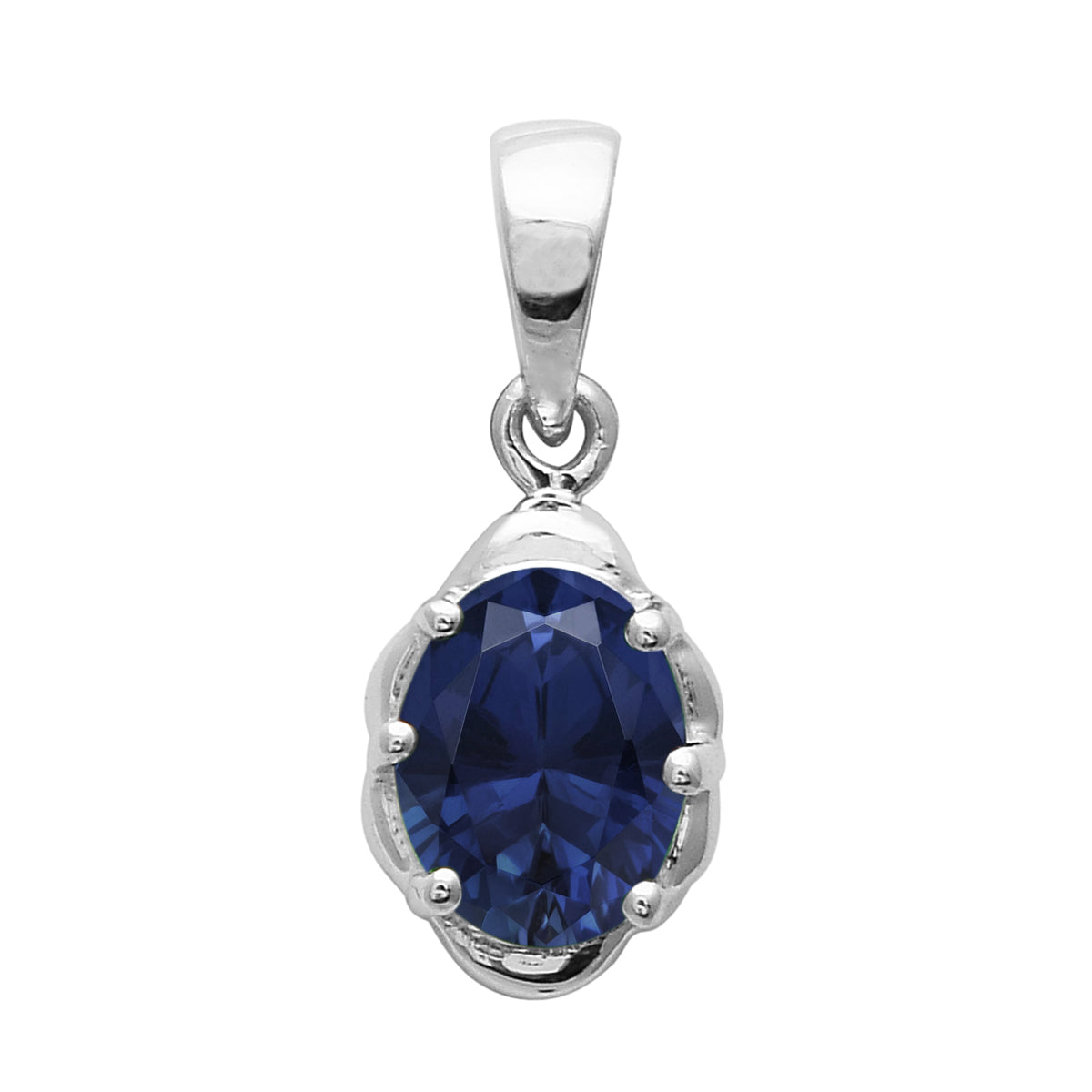 Multi Stone Oval Solitaire Pendant – Sterling Silver