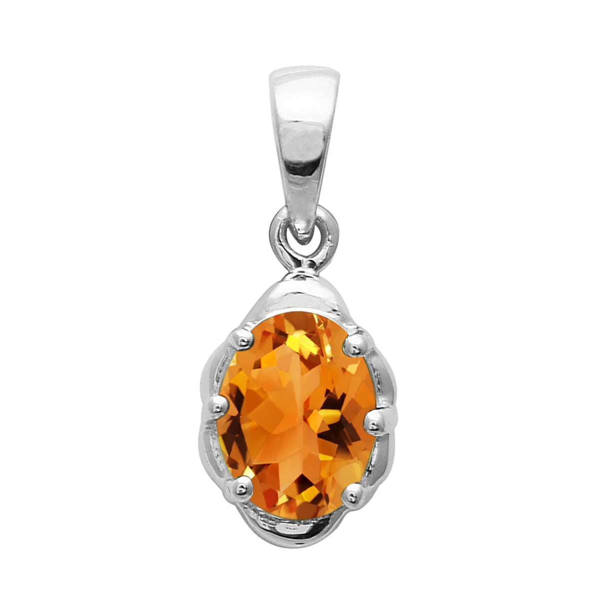 Multi Stone Oval Solitaire Pendant – Sterling Silver