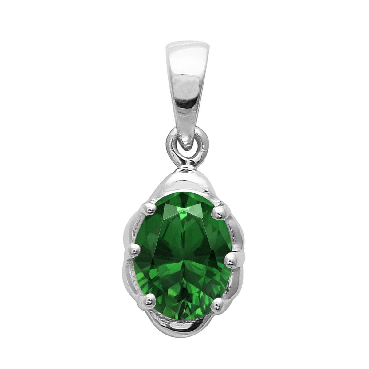 Multi Stone Oval Solitaire Pendant – Sterling Silver