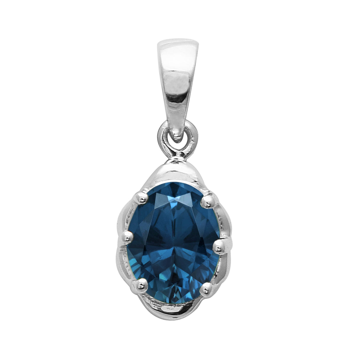 Multi Stone Oval Solitaire Pendant – Sterling Silver
