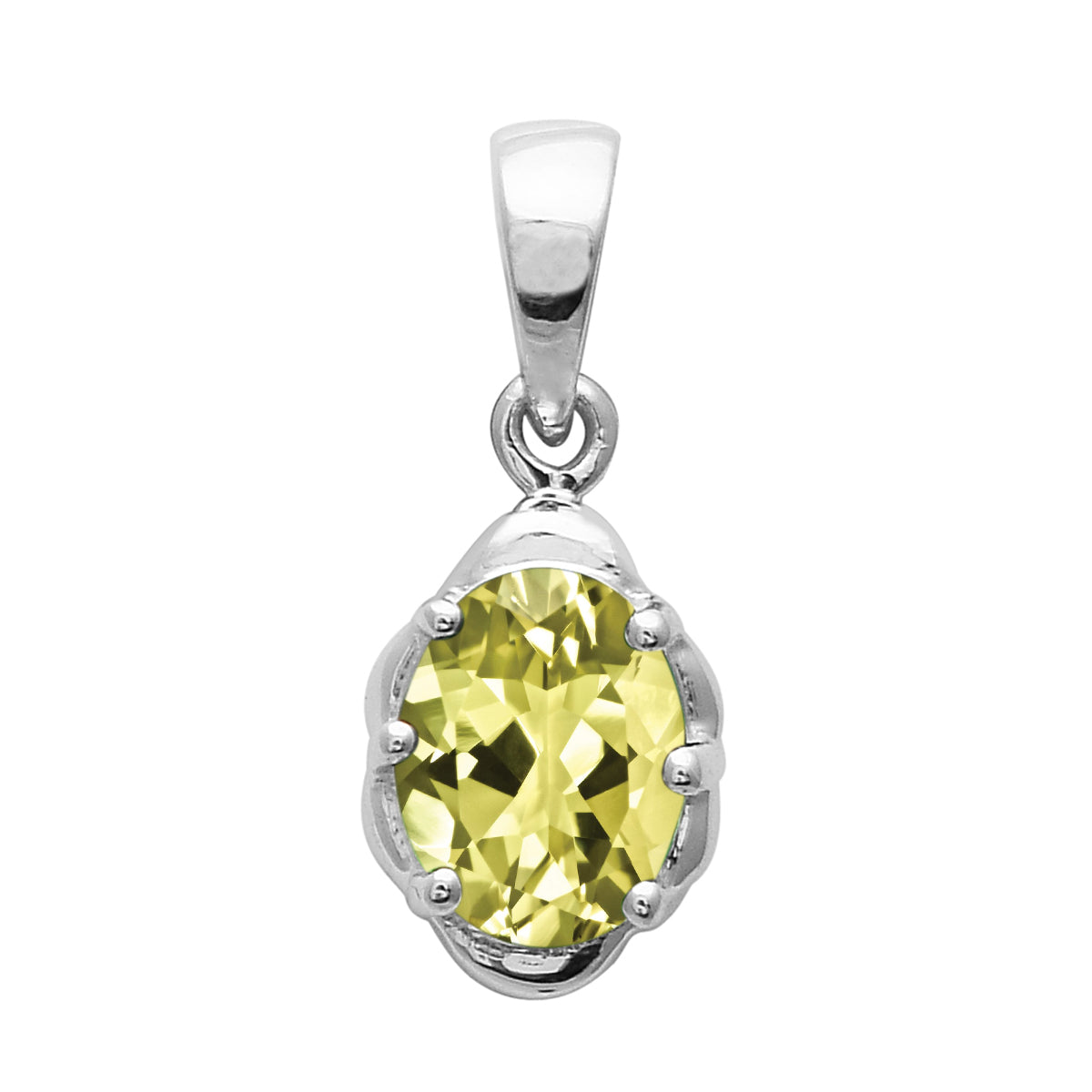 Multi Stone Oval Solitaire Pendant – Sterling Silver