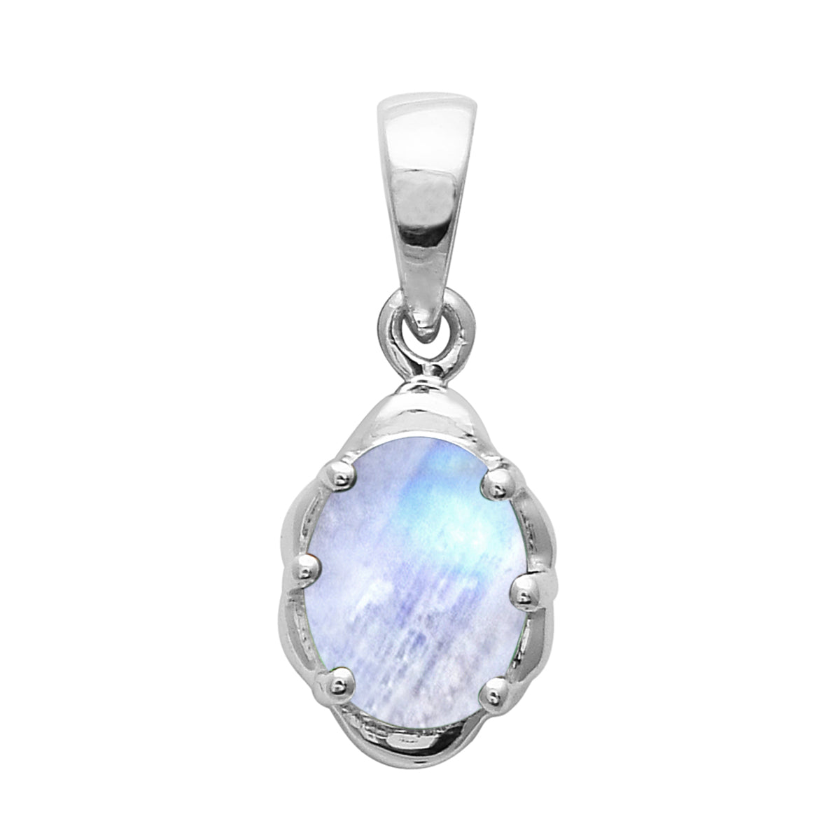 Multi Stone Oval Solitaire Pendant – Sterling Silver