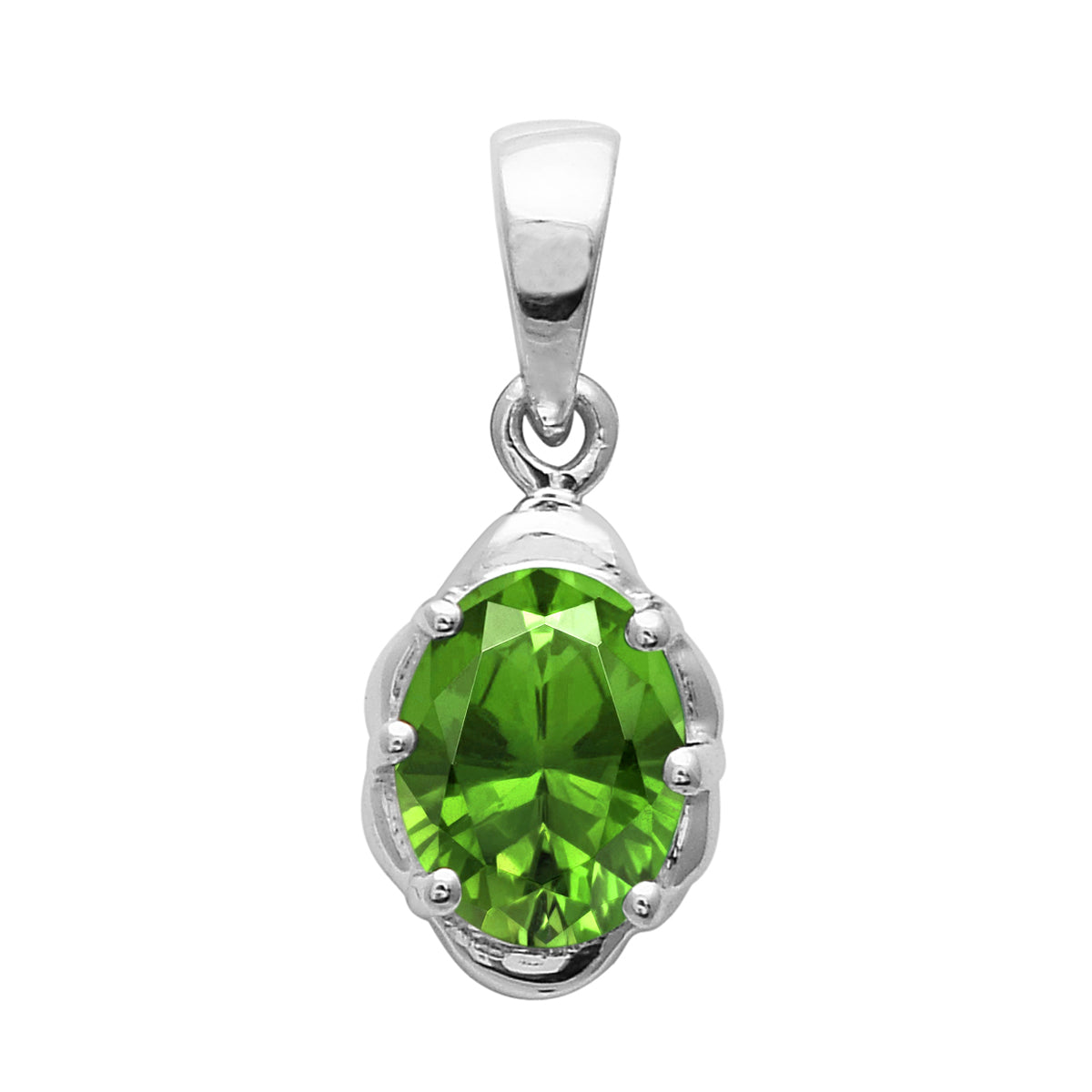 Multi Stone Oval Solitaire Pendant – Sterling Silver