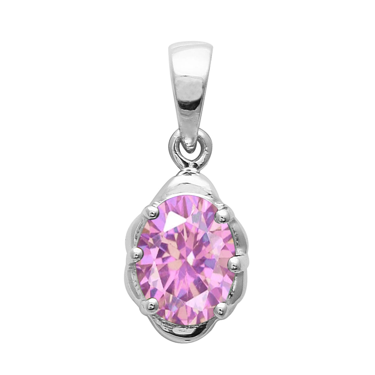 Multi Stone Oval Solitaire Pendant – Sterling Silver