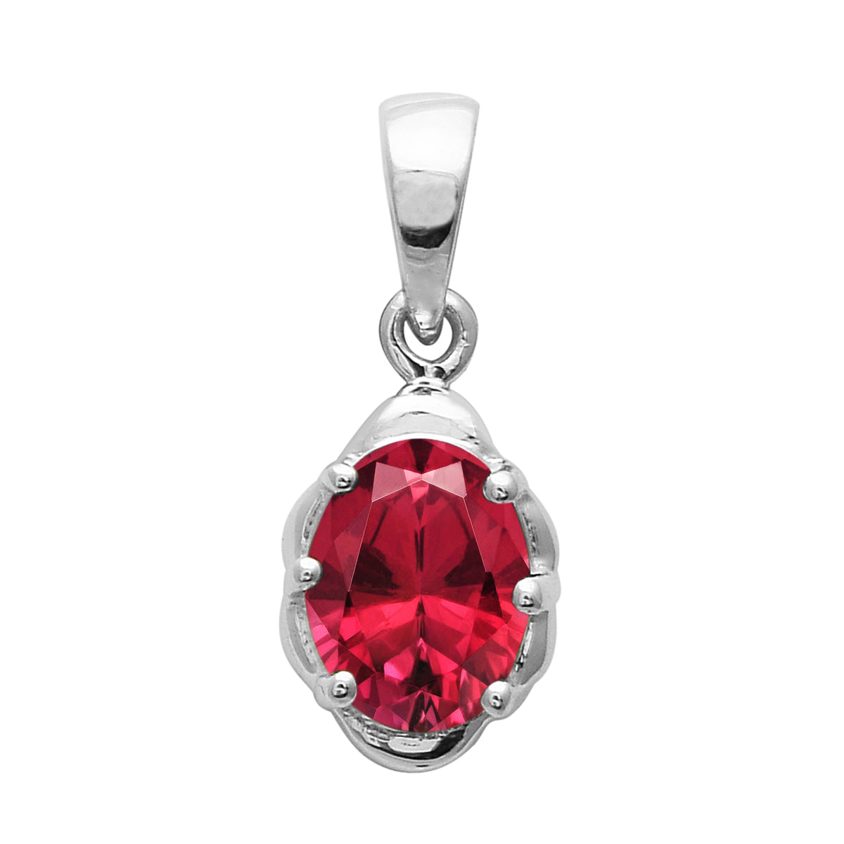 Multi Stone Oval Solitaire Pendant – Sterling Silver