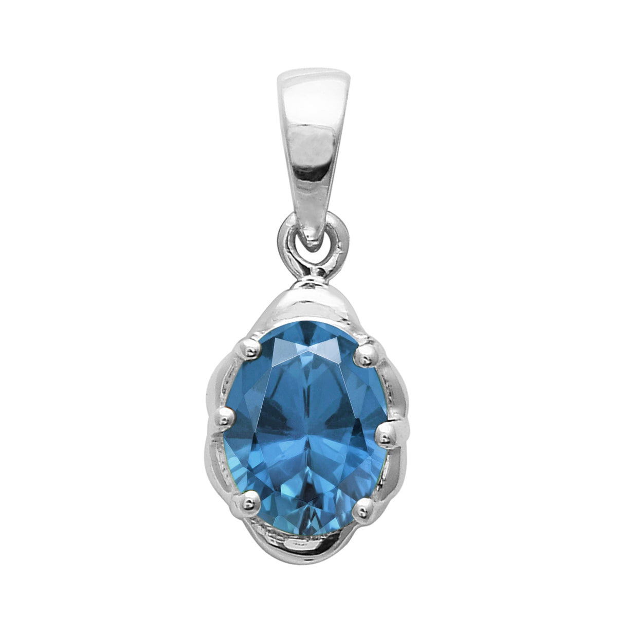Multi Stone Oval Solitaire Pendant – Sterling Silver