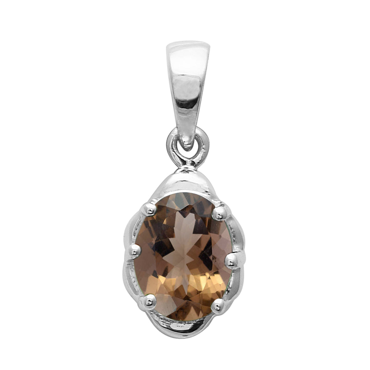 Multi Stone Oval Solitaire Pendant – Sterling Silver