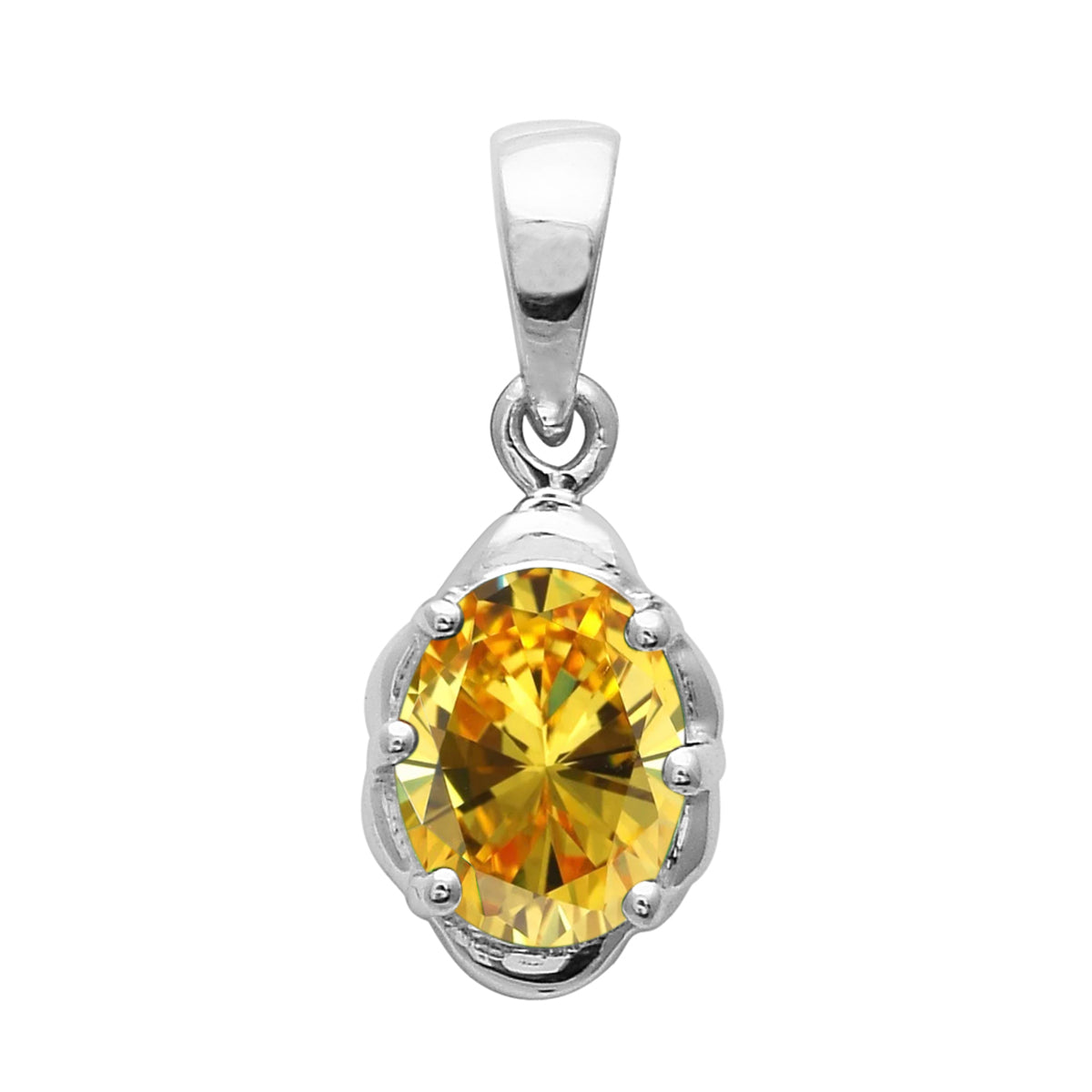 Multi Stone Oval Solitaire Pendant – Sterling Silver