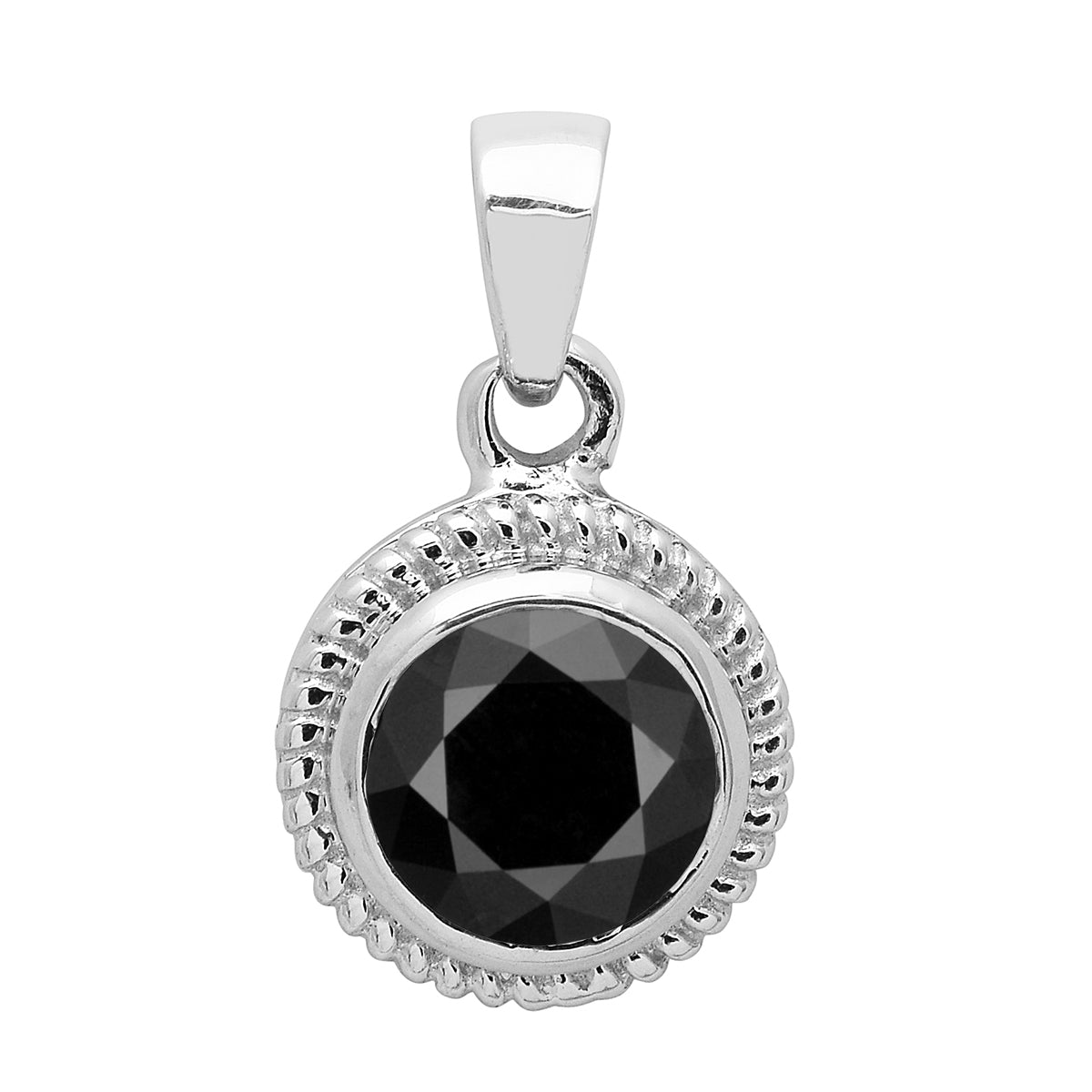 Multi Stone Round Amethyst Solitaire Pendant - Sterling Silver