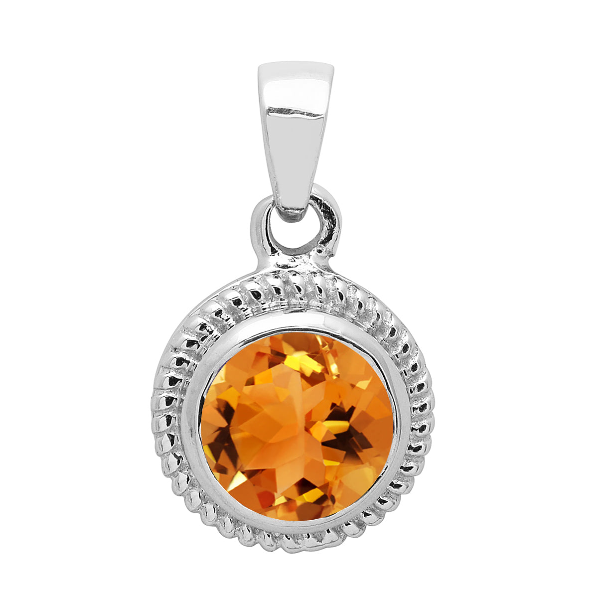 Multi Stone Round Amethyst Solitaire Pendant - Sterling Silver