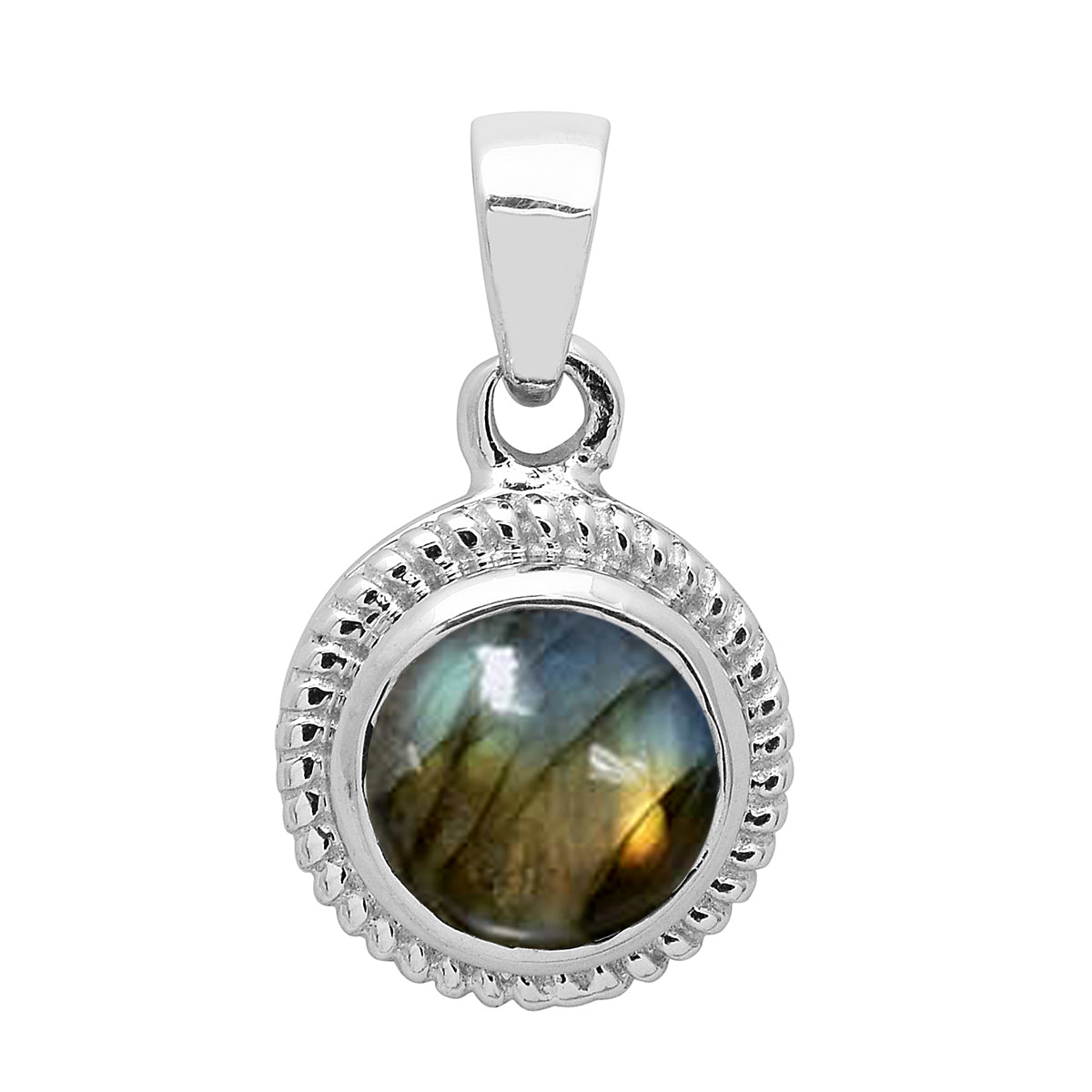 Multi Stone Round Amethyst Solitaire Pendant - Sterling Silver